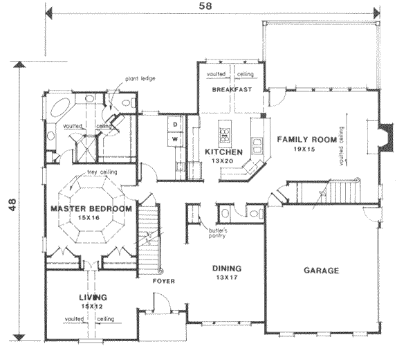 Colonial Floor Plan - Main Floor Plan #129-123