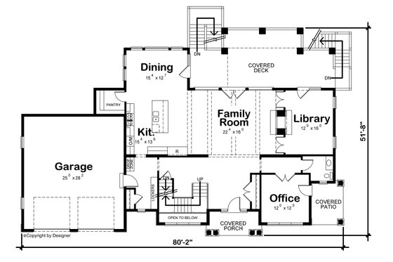 Floor Plan - Main Floor for Colonial House Plan #20-2442 - 4 bed, 4.5 bath
