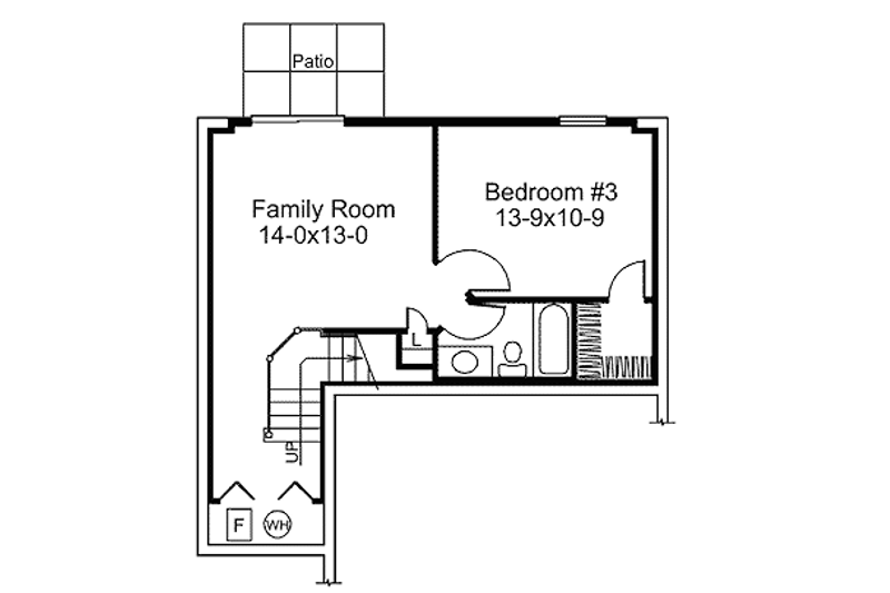 Home Plan - Floor Plan - Lower Floor for Traditional House Plan #57-401 - 2 bed, 1.5 bath