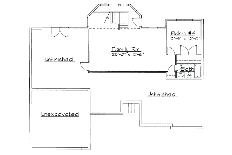 Home Plan - Floor Plan - Lower Floor for Traditional House Plan #31-130 - 4 bed, 3.5 bath