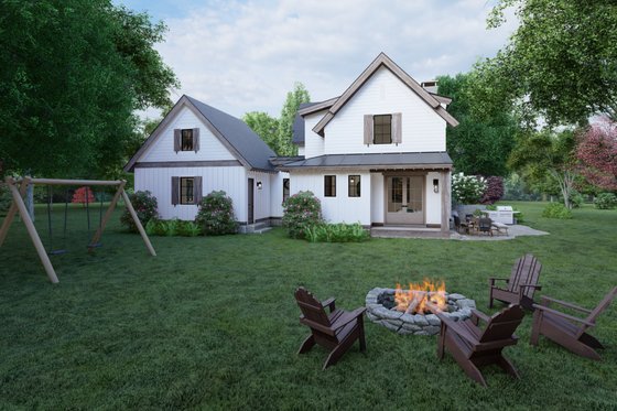 Exterior - Rear Elevation for Craftsman House Plan #1094-15 - 2 bed, 2.5 bath