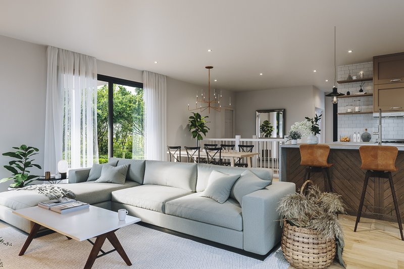 Architectural House Design - Interior - Family Room 1 for Farmhouse House Plan #23-2738 - 2 bed, 2.5 bath