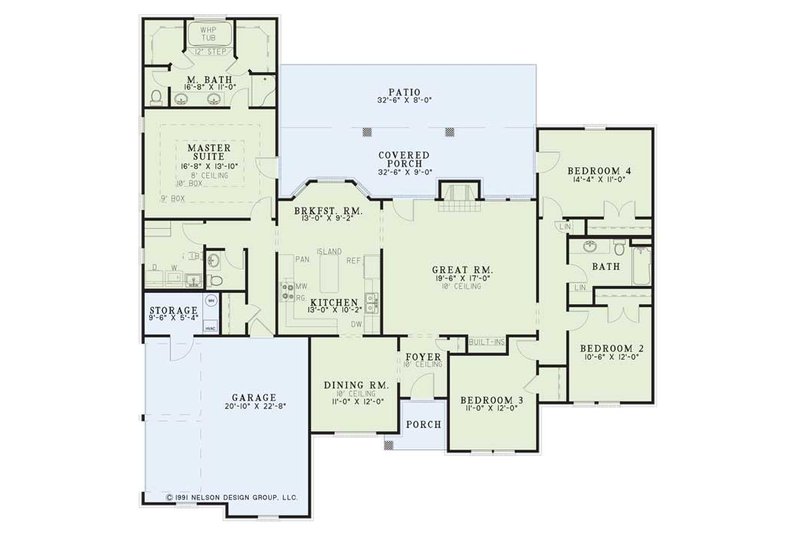 Architectural House Design - Floor Plan - Main Floor for Traditional House Plan #17-2875 - 4 bed, 2.5 bath
