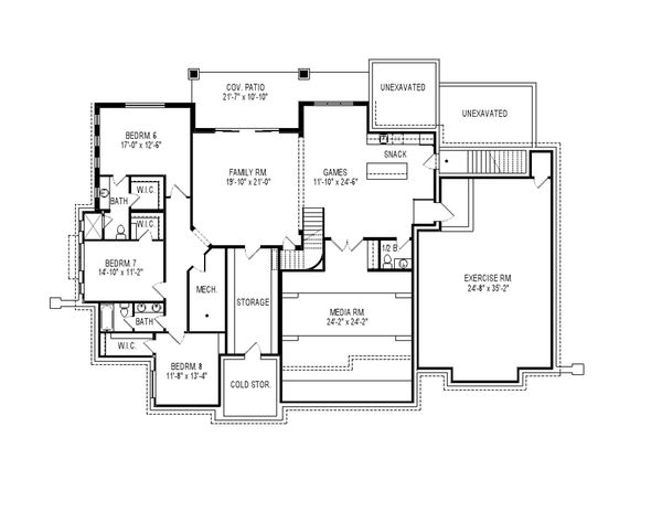 Craftsman Floor Plan - Lower Floor Plan #920-31