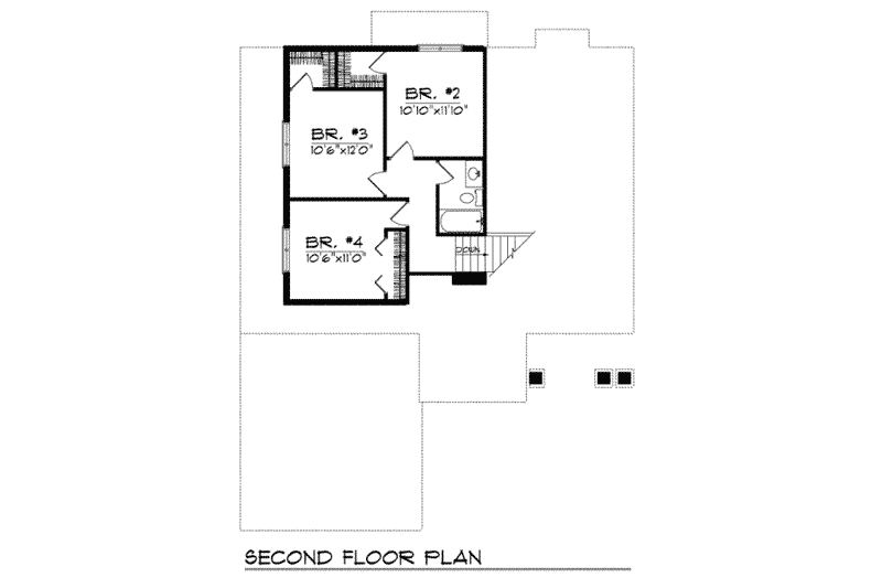 Home Plan - Floor Plan - Upper Floor for Traditional House Plan #70-314 - 4 bed, 2.5 bath