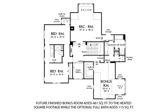 Floor Plan - Upper Floor for Farmhouse House Plan #929-1064 - 4 bed, 3.5 bath