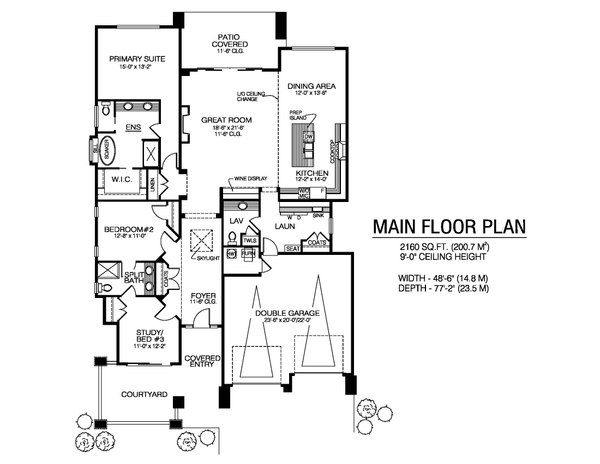 Dream House Plan - Floor Plan - Main Floor for Modern House Plan #1100-152 - 3 bed, 2.5 bath