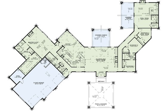 Floor Plan - Main Floor for Contemporary House Plan #17-3390 - 4 bed, 3.5 bath
