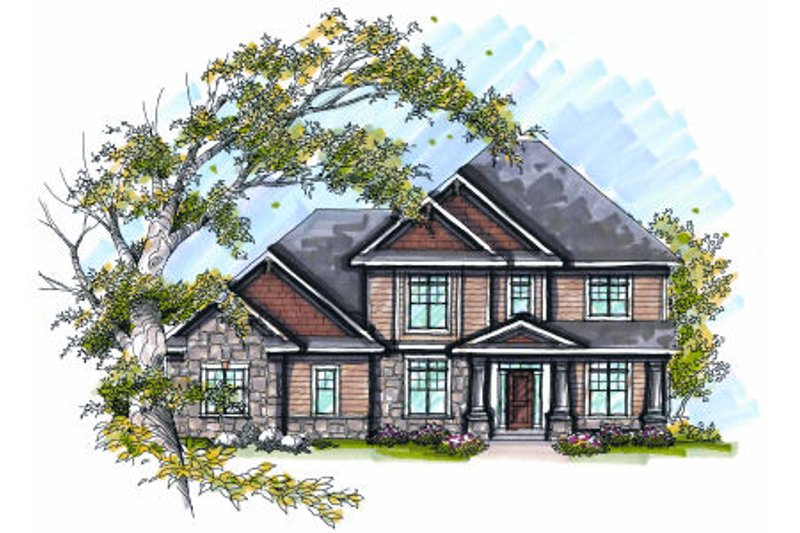 House Blueprint - Craftsman Exterior - Front Elevation Plan #70-1000