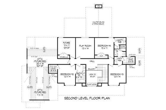 Floor Plan - Upper Floor for Farmhouse House Plan #932-723 - 4 bed, 4 bath