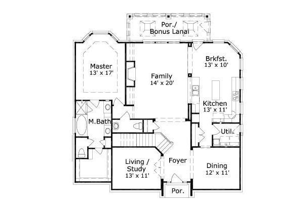 Colonial Floor Plan - Main Floor Plan #411-223