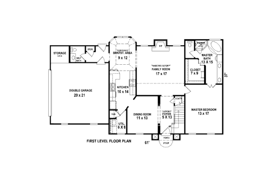 Floor Plan - Main Floor for Colonial House Plan #81-13882 - 4 bed, 2.5 bath