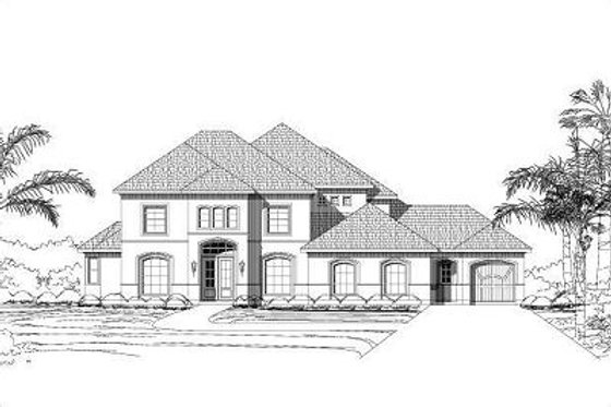 Exterior - Front Elevation for Mediterranean House Plan #411-598 - 4 bed, 4.5 bath