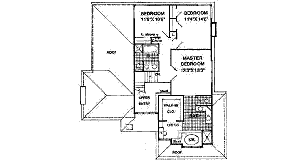 Traditional Floor Plan - Upper Floor Plan #116-187