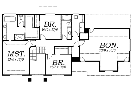 Floor Plan - Upper Floor for Traditional House Plan #130-119 - 3 bed, 2.5 bath