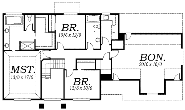 Traditional Floor Plan - Upper Floor Plan #130-119