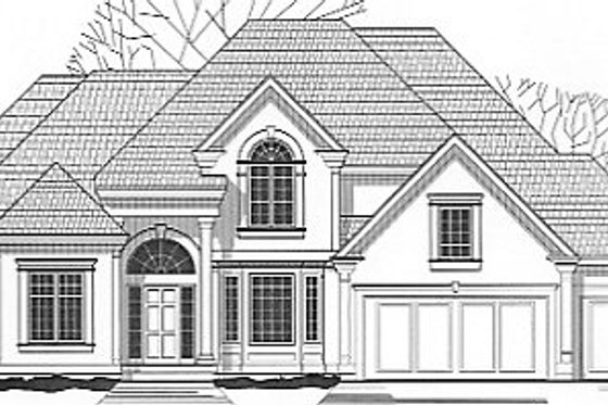 Exterior - Front Elevation for European House Plan #67-711 - 4 bed, 3 bath