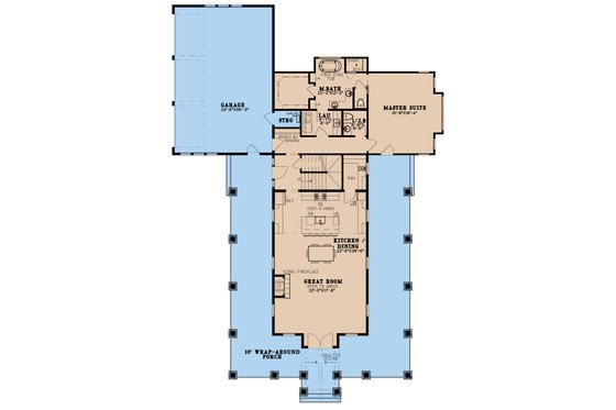 Floor Plan - Main Floor for Farmhouse House Plan #923-257 - 3 bed, 3.5 bath