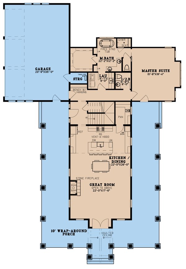 Dream House Plan - Farmhouse Floor Plan - Main Floor Plan #923-257