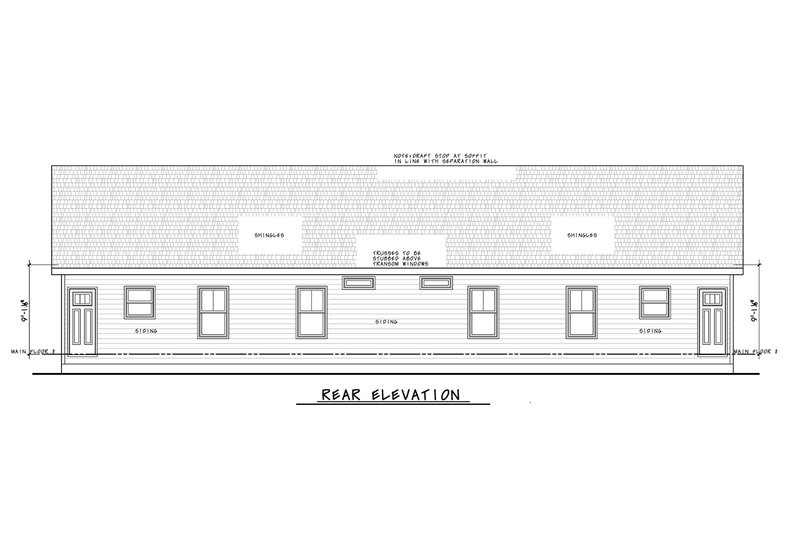 House Blueprint - Exterior - Rear Elevation 2 for Farmhouse House Plan #20-2596 - 4 bed, 2 bath
