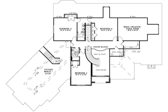 Floor Plan - Upper Floor for European House Plan #17-642 - 4 bed, 4 bath