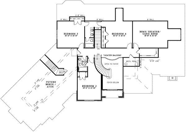 House Blueprint - European Floor Plan - Upper Floor Plan #17-642