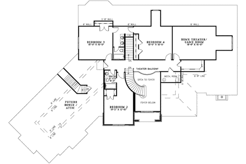 Dream House Plan - Floor Plan - Upper Floor for European House Plan #17-642 - 4 bed, 4 bath