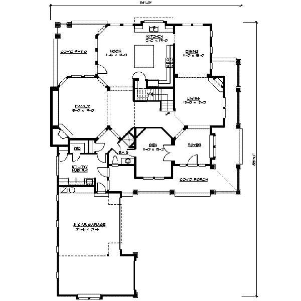 Architectural House Design - Craftsman Floor Plan - Main Floor Plan #132-170