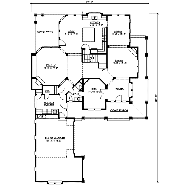 Craftsman Floor Plan - Main Floor Plan #132-170