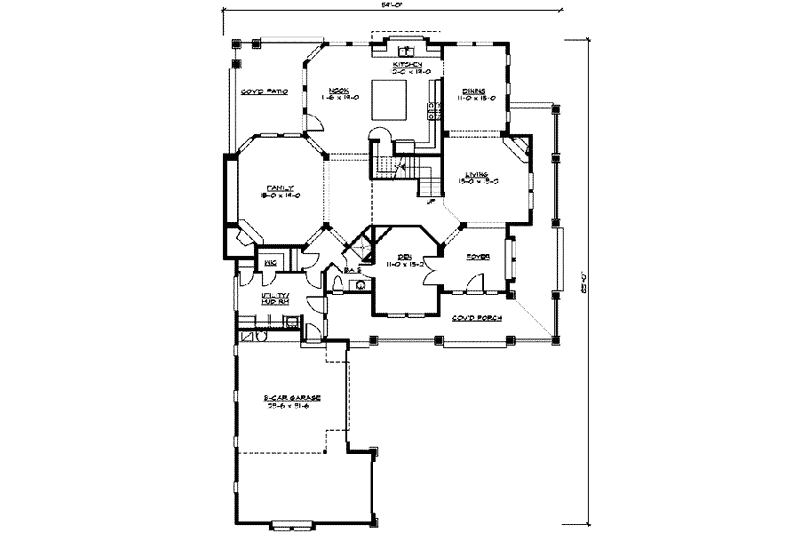 House Blueprint - Floor Plan - Main Floor for Craftsman House Plan #132-170 - 4 bed, 3 bath