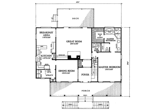 Floor Plan - Main Floor for Southern House Plan #137-237 - 4 bed, 3 bath