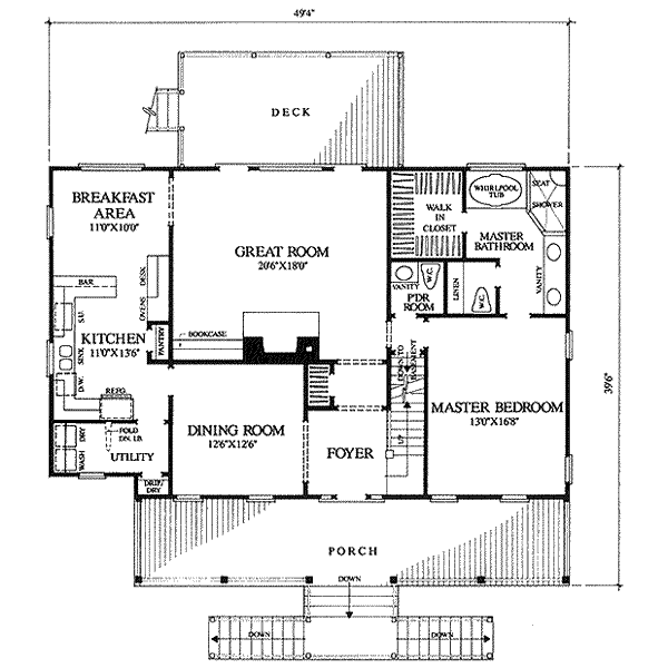 Home Plan - Southern Floor Plan - Main Floor Plan #137-237