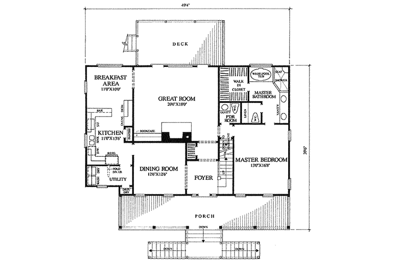 Home Plan - Floor Plan - Main Floor for Southern House Plan #137-237 - 4 bed, 3 bath