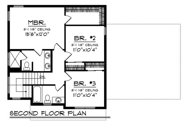 Farmhouse Floor Plan - Upper Floor Plan #70-1454