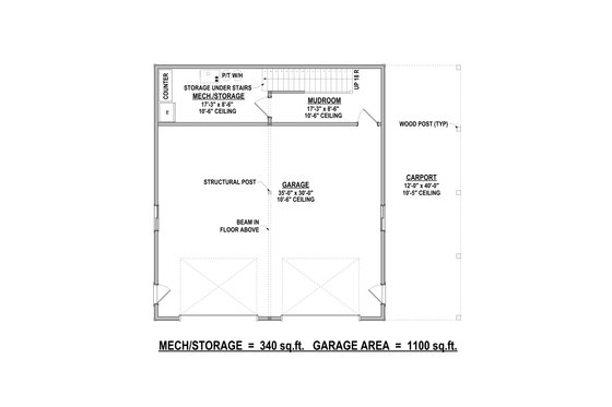 Floor Plan - Main Floor for Country House Plan #1084-18 - 2 bed, 2 bath