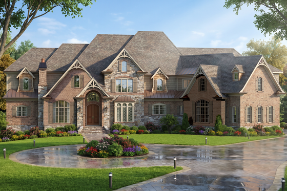 Exterior - Front Elevation 4 for Traditional House Plan #54-703 - 3 bed, 2 bath