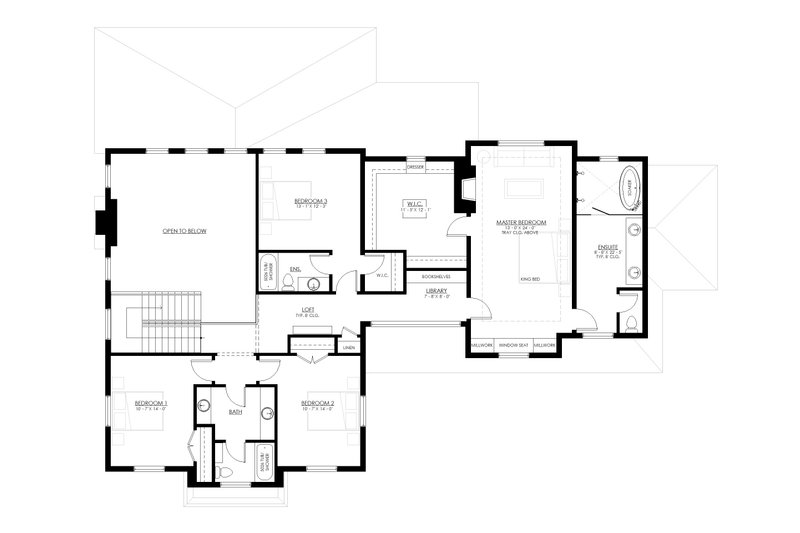 House Blueprint - Floor Plan - Upper Floor for Farmhouse House Plan #1114-97 - 4 bed, 3.5 bath
