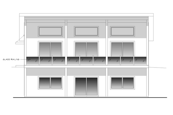 Exterior - Rear Elevation for Modern House Plan #123-126 - 2 bed, 2.5 bath