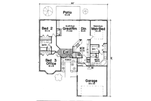 Floor Plan - Main Floor for Traditional House Plan #52-102 - 3 bed, 2 bath
