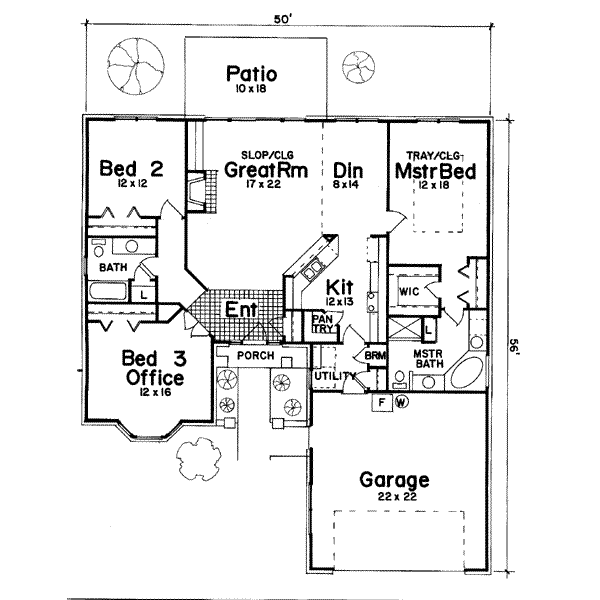 House Blueprint - Traditional Floor Plan - Main Floor Plan #52-102