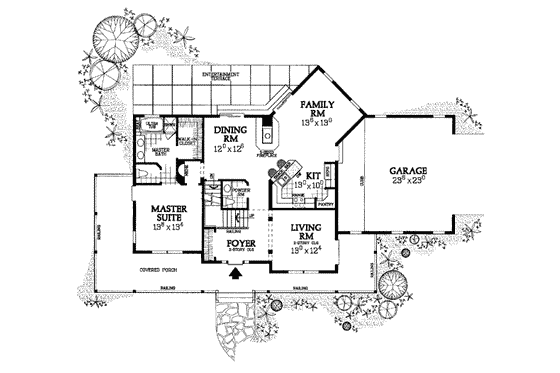 Floor Plan - Main Floor for Country House Plan #72-334 - 4 bed, 3 bath