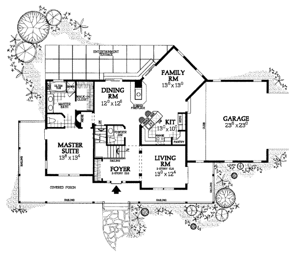 House Blueprint - Country Floor Plan - Main Floor Plan #72-334