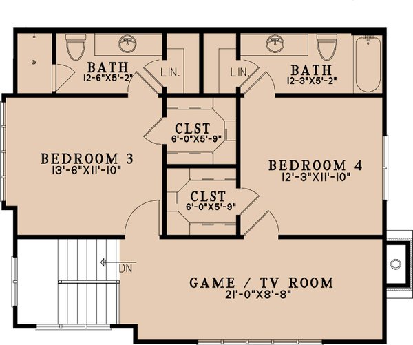 Bungalow Floor Plan - Upper Floor Plan #923-485