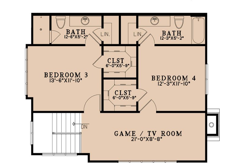 Architectural House Design - Floor Plan - Upper Floor for Bungalow House Plan #923-485 - 4 bed, 4.5 bath