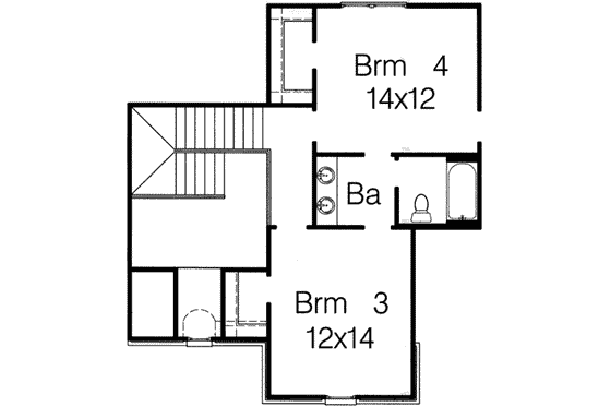 Floor Plan - Upper Floor for European House Plan #15-287 - 4 bed, 3 bath