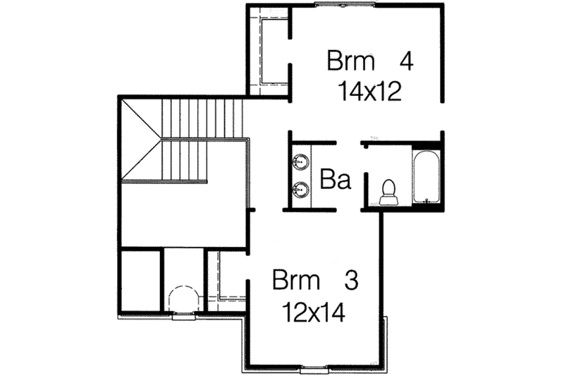 House Blueprint - Floor Plan - Upper Floor for European House Plan #15-287 - 4 bed, 3 bath