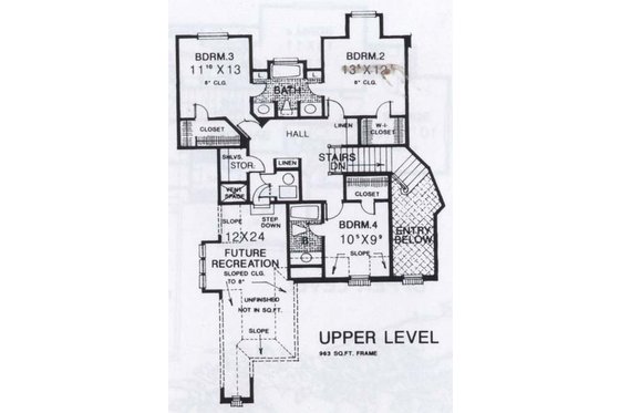 Floor Plan - Upper Floor for Colonial House Plan #310-912 - 4 bed, 3.5 bath