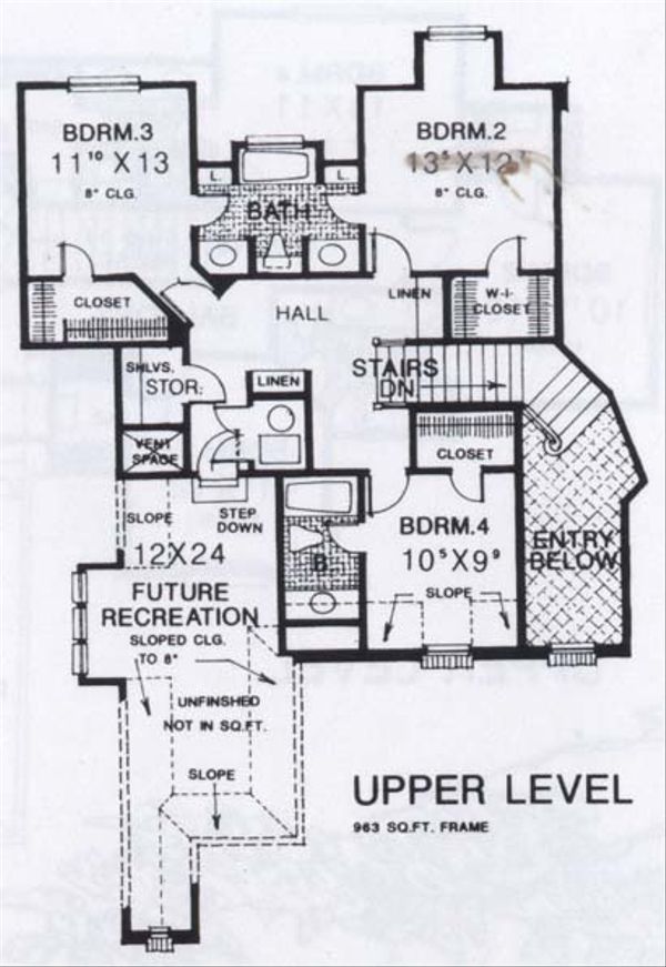 Colonial Floor Plan - Upper Floor Plan #310-912