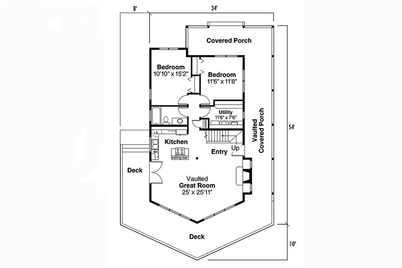 Home Plan - Floor Plan - Main Floor for Cabin House Plan #124-456 - 3 bed, 2 bath