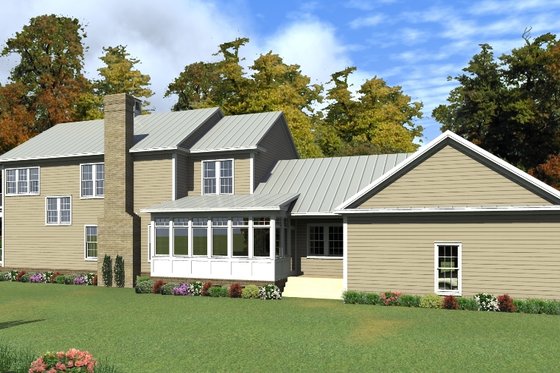 Exterior - Rear Elevation for Southern House Plan #63-406 - 3 bed, 3 bath